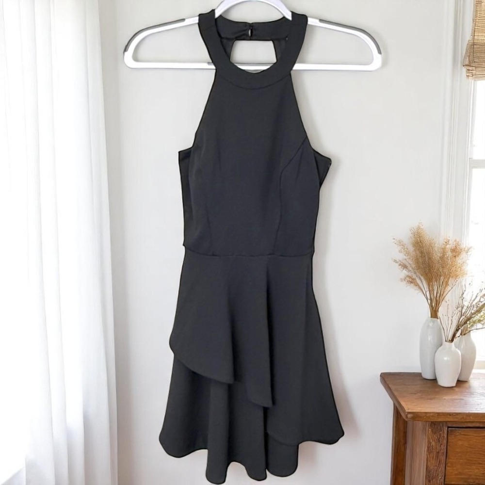 SPEECHLESS Fit & Flare Stretch‎ Halter Dress Juniors Size 1 Black